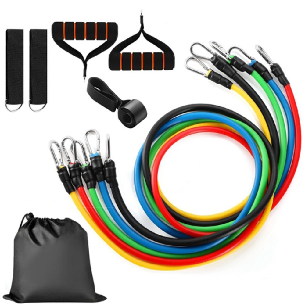 11PCS Resistance Bands Set Workout Tubes up to 100lbs with Door Anchor Handles